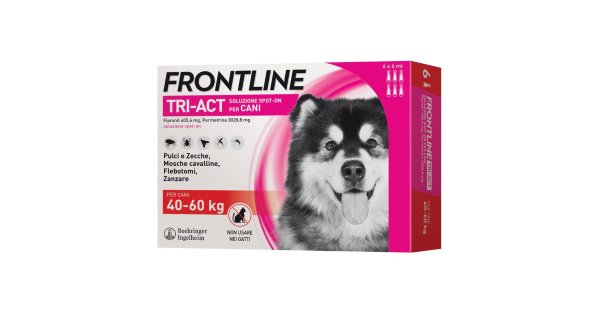 Frontline Tri-Act Antiparassitario Per Cani 40-60Kg Contro Parassiti E Insetti Volanti 6 Pipette