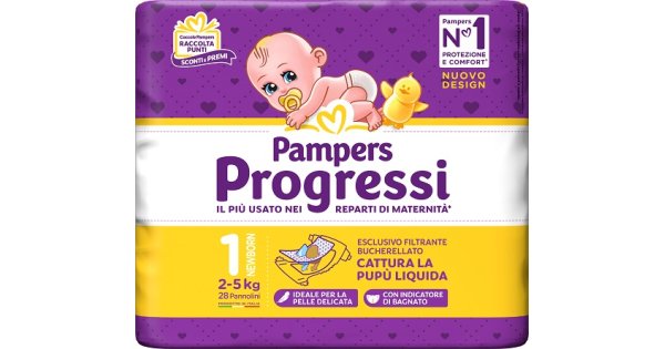 Pampers Progressi 1 New Born 2-5 Kg 28 Pezzi