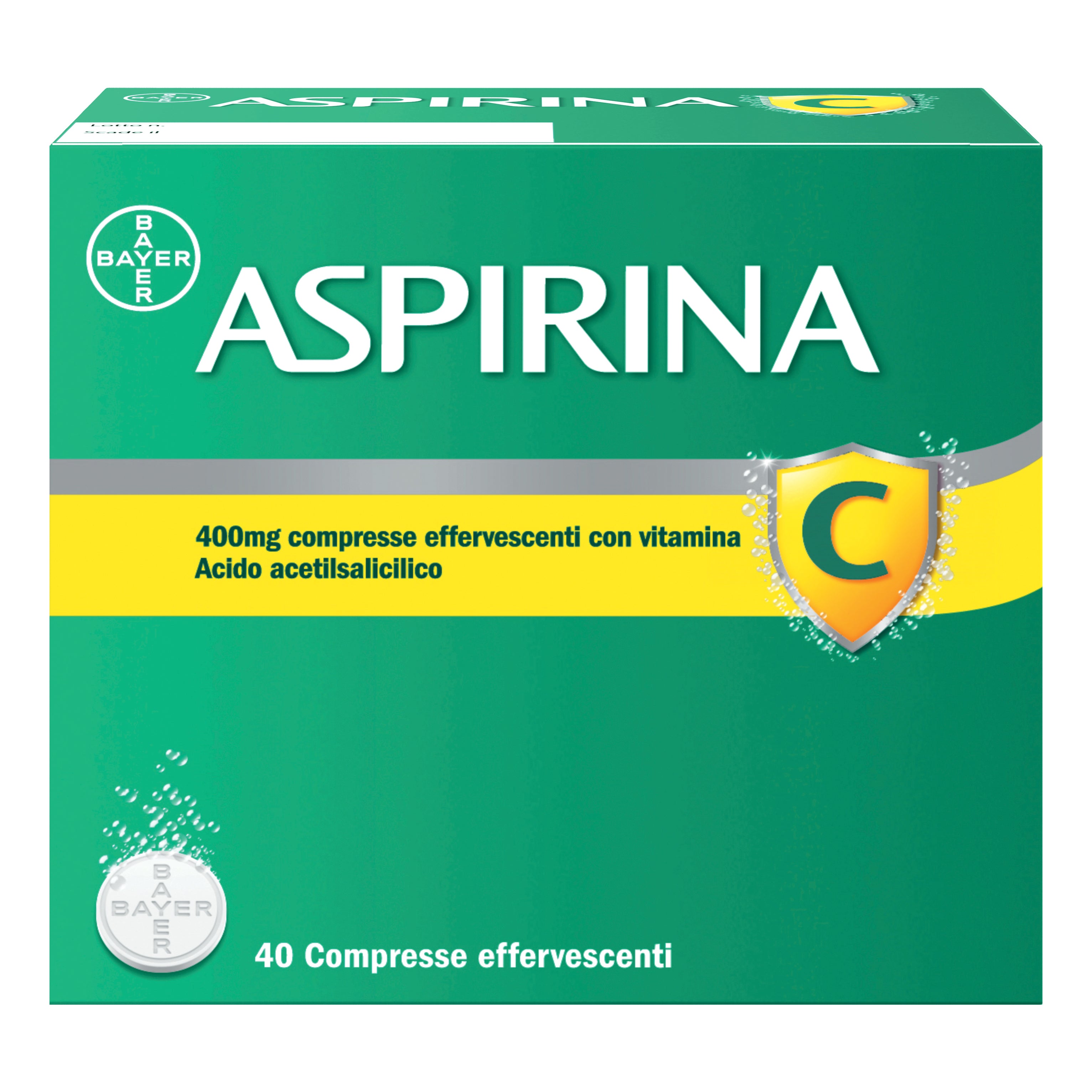 Aspirina C Antinfiammatorio Antidolorifico 40 Compresse per Influenza Raffreddore e febbre con Vitamina C